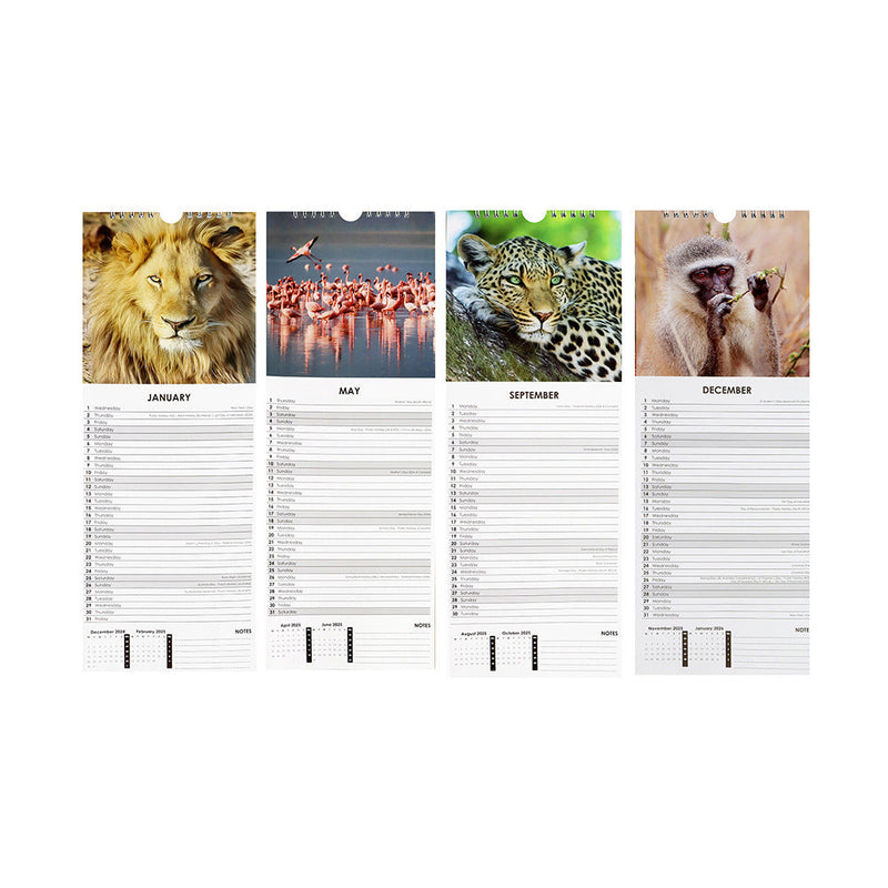 2025 Slim Month To View Hanging Wall Calendar Animals