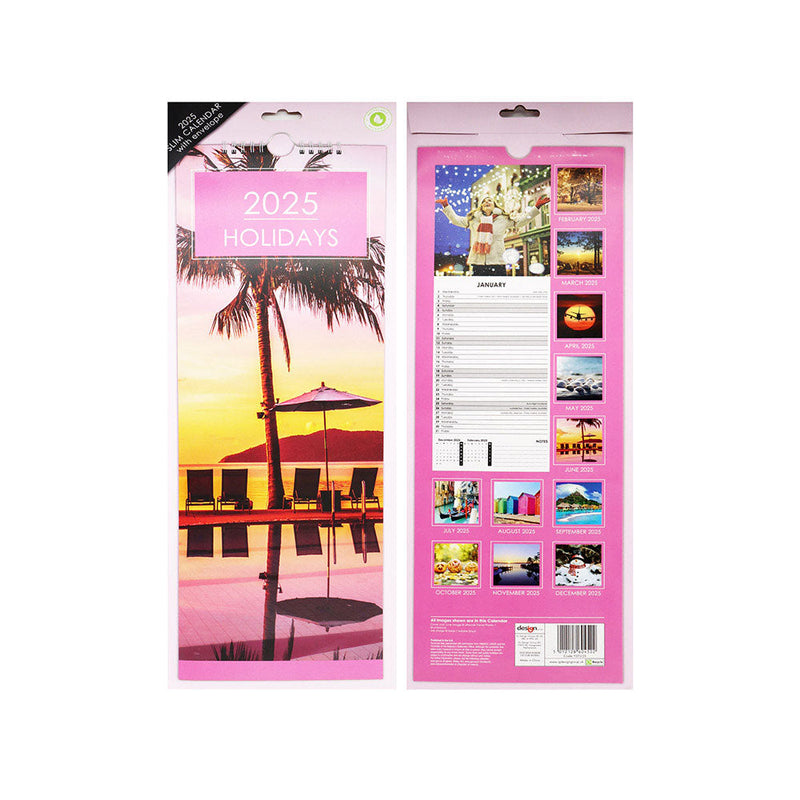 2025 Slim Month To View Hanging Wall Calendar Travel