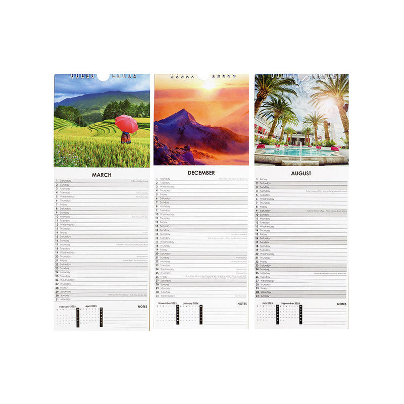 2025 Slim Month To View Hanging Wall Calendar Travel