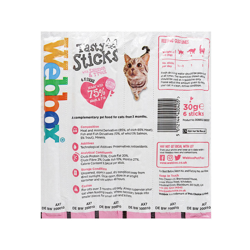 Webbox Cat Delight Tasty Sticks Salmon & Trout 30g x 2Pack
