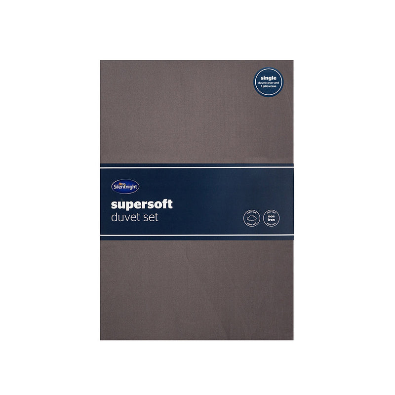 Silentnight Supersoft Duvetset Single Size Charcoal