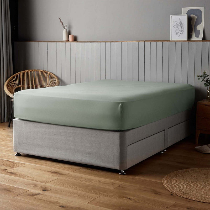 Silentnight Supersoft Fitted Sheet Double Size Sage