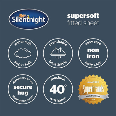 Silentnight Supersoft Fitted Sheet Double Size Charcoal