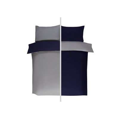 Reversible Duvet Cover Set Navy & Grey Double Size