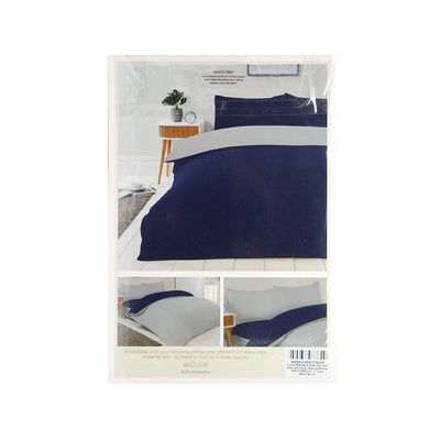 Reversible Duvet Cover Set Navy & Grey Double Size