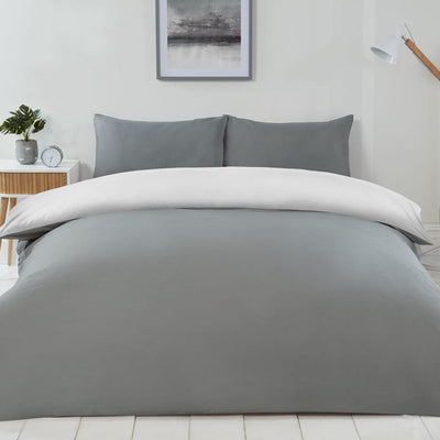 Reversible Duvet Cover Set Blush Grey & White Double Size