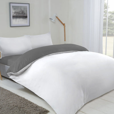 Reversible Duvet Cover Set Blush Grey & White Double Size