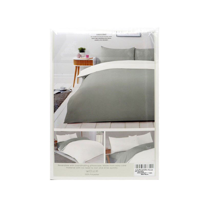Reversible Duvet Cover Set Blush Grey & White Double Size