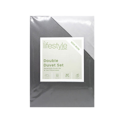 Reversible Duvet Cover Set Blush Grey & White Double Size