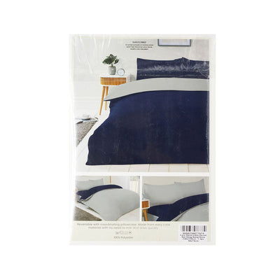 Reversible Duvet Cover Set Navy & Grey King Size