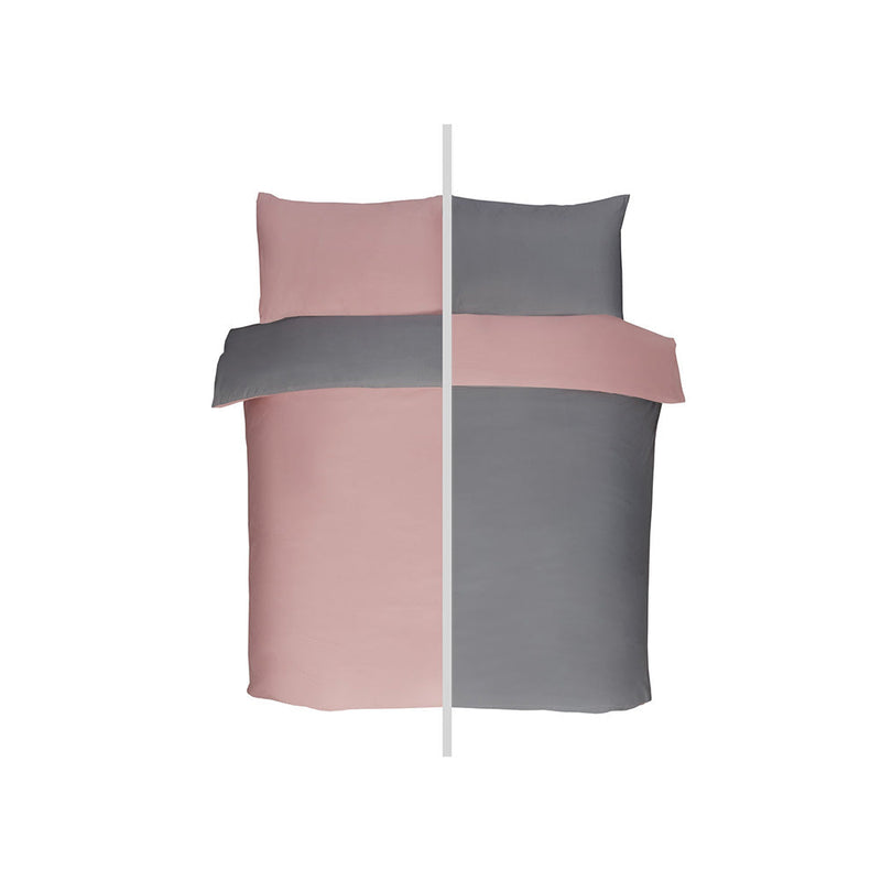 Reversible Duvet Cover Set Blush Pink & Grey King Size