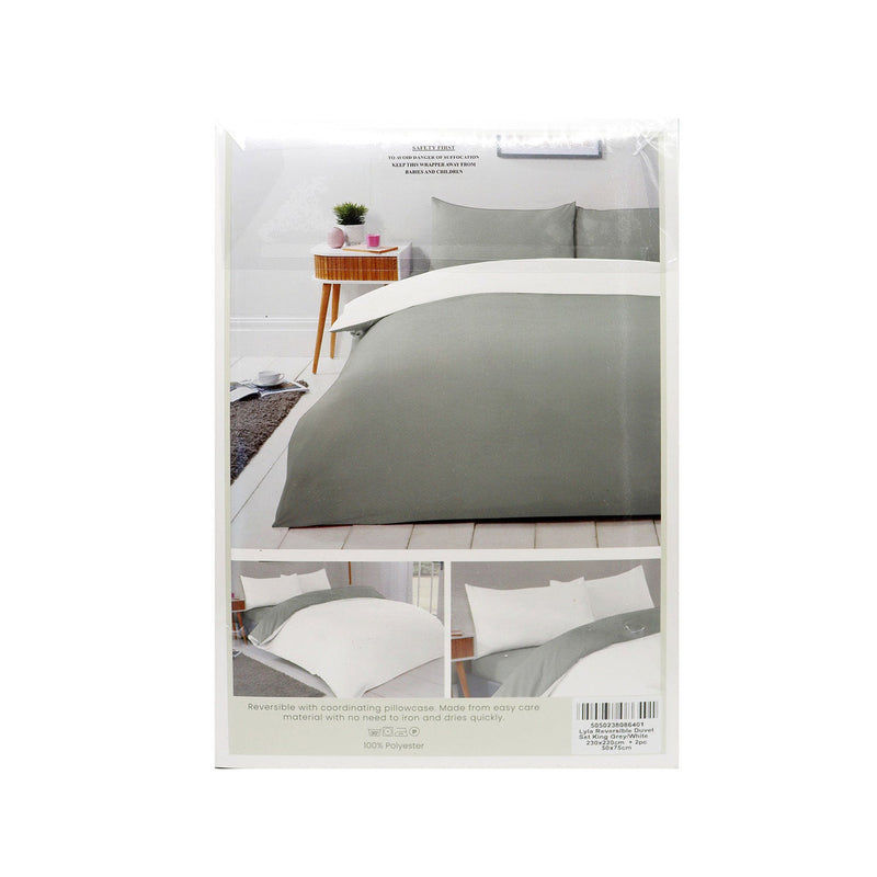 Reversible Duvet Cover Set Blush Grey & White King Size