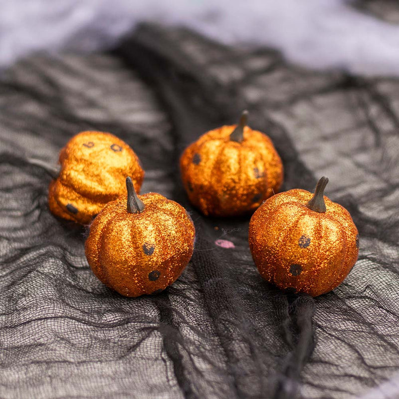 Glitter Pumpkin Ornaments 4PK
