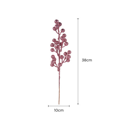 Artificial Glitter Berry Branch 38cm