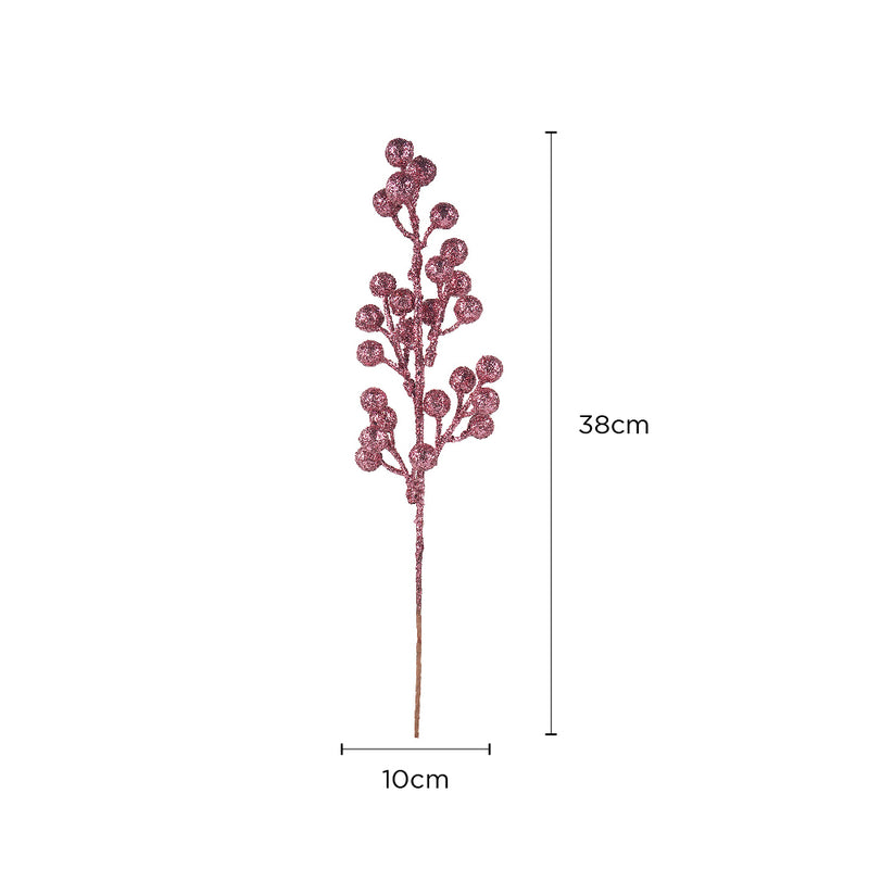 Artificial Glitter Berry Branch 38cm