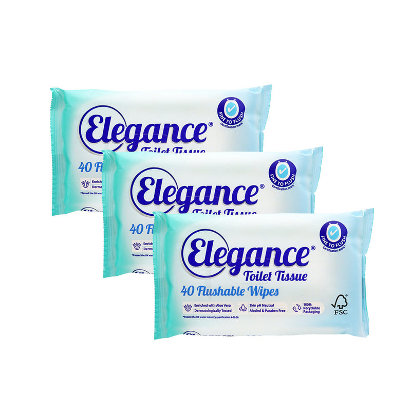 Elegance Toilet Tissue Flushable Wipes 40S