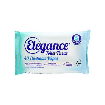 Elegance Toilet Tissue Flushable Wipes 40S