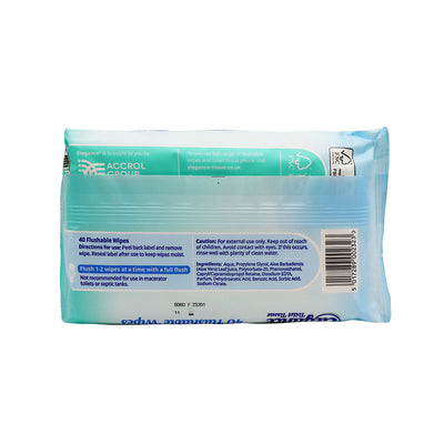 Elegance Toilet Tissue Flushable Wipes 40S