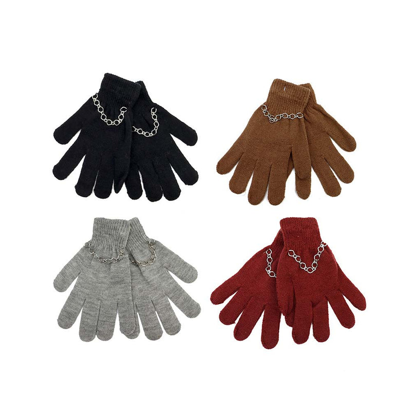 Kids Gloves with Chain Decoration