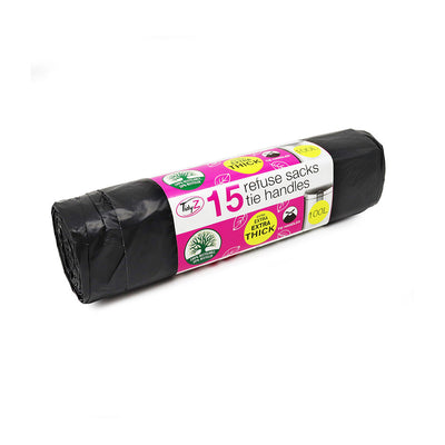 Tidyz 15 Refuse Sacks With Tie Handles 100L