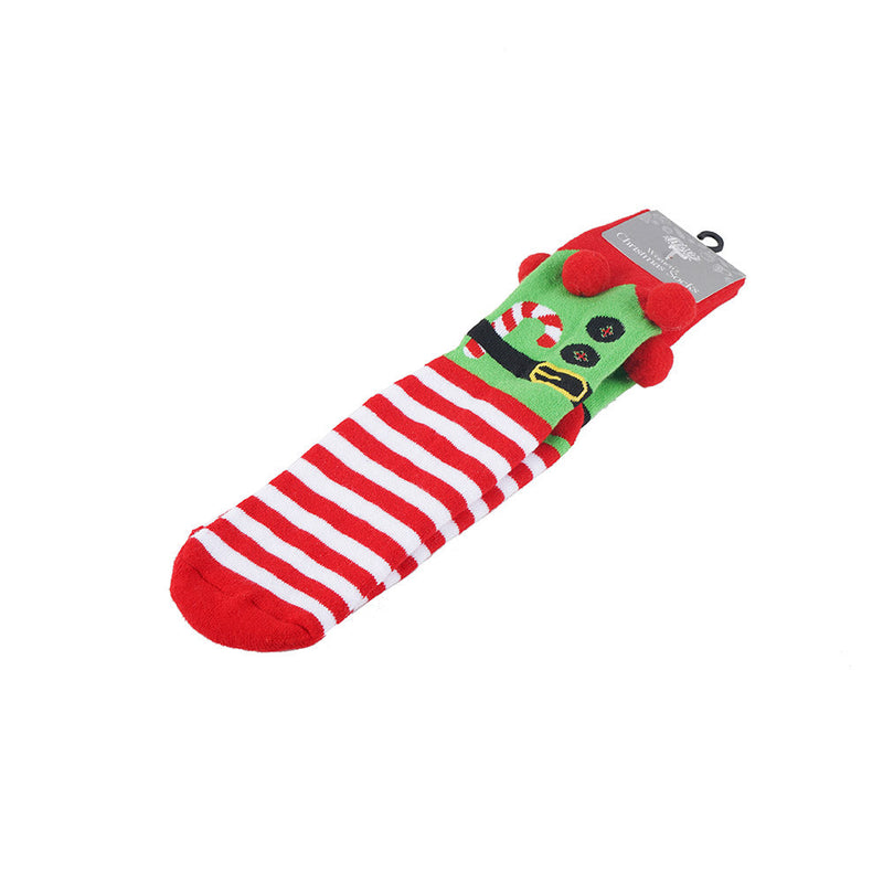 Christmas Ladies Anti Skid Socks with Tactel Jacquard and Pompoms