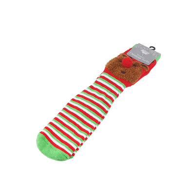 Christmas Ladies Anti Skid Socks with Tactel Jacquard and Pompoms