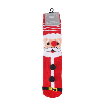 Christmas Ladies Anti Skid Socks with Tactel Jacquard and Pompoms
