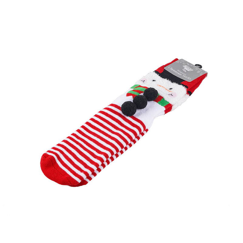 Christmas Ladies Anti Skid Socks with Tactel Jacquard and Pompoms