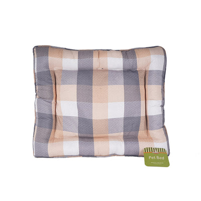 Tan Checkered Classic Pillow Dog Bed