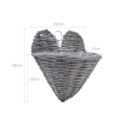 Rustic Woven Heart Wall Mounted Planting Basket