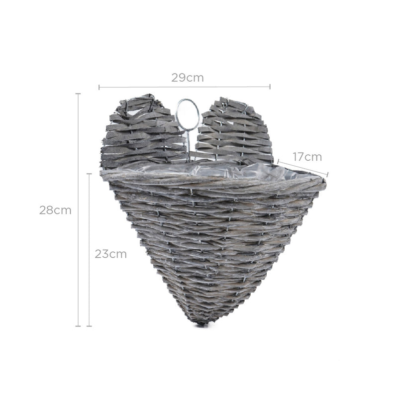Rustic Woven Heart Wall Mounted Planting Basket