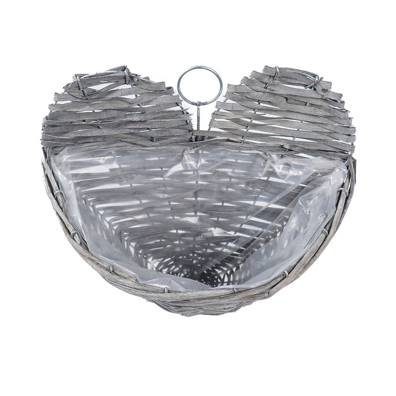 Rustic Woven Heart Wall Mounted Planting Basket