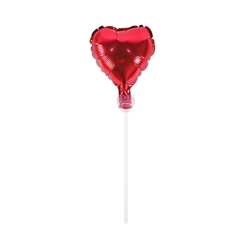 5PCS Red Heart Foil Balloons with Sticks