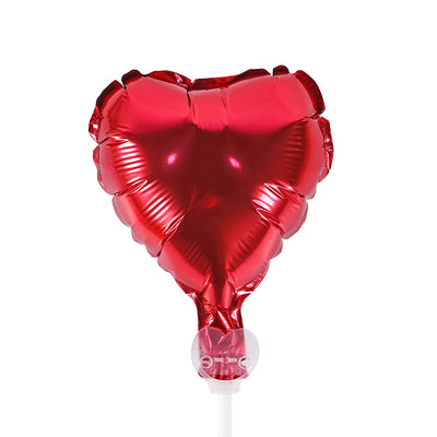 5PCS Red Heart Foil Balloons with Sticks