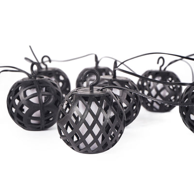 8PC LED Solar Rattan Ball Flame Effect String Lights Warm White