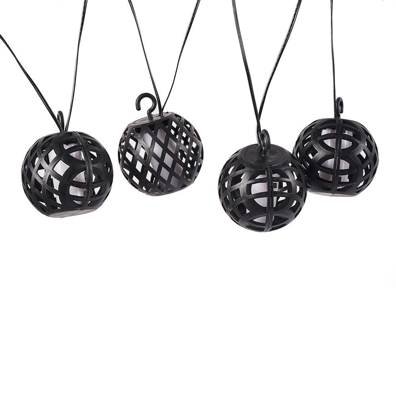 8PC LED Solar Rattan Ball Flame Effect String Lights Warm White
