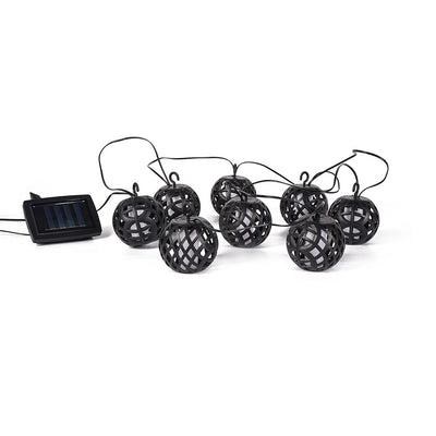 8PC LED Solar Rattan Ball Flame Effect String Lights Warm White