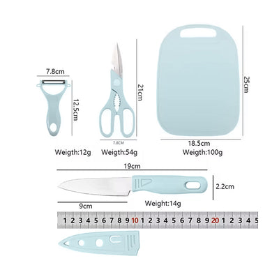 Chopping Board Set with Knife, Scissors, Peeler Set of 4
