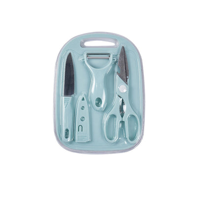 Chopping Board Set with Knife, Scissors, Peeler Set of 4