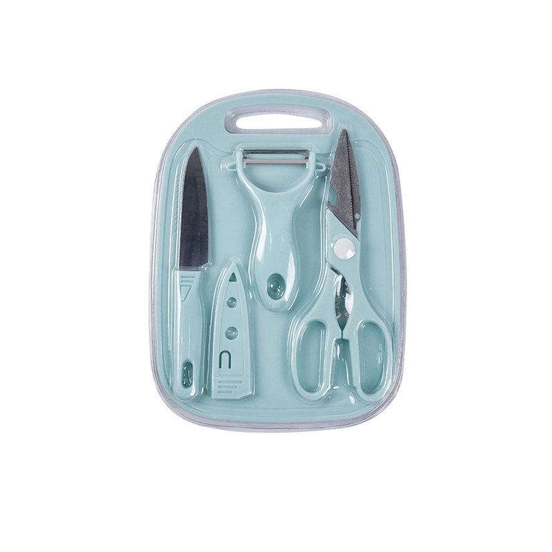 Chopping Board Set with Knife, Scissors, Peeler Set of 4