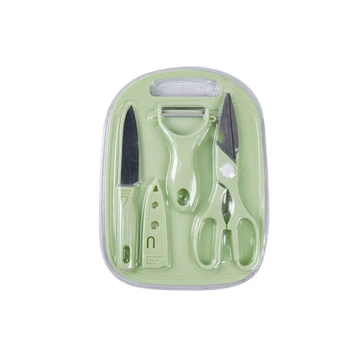 Chopping Board Set with Knife, Scissors, Peeler Set of 4