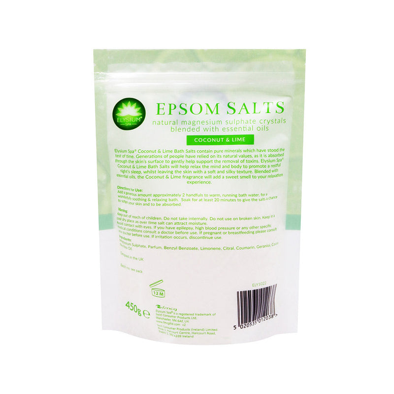 Elysium Spa Epsom Bath Salts Coconut and Lime 450g