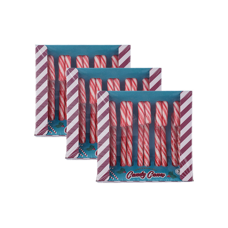 Peppermint Flavour Red Candy Canes 10x12g x 3Pack