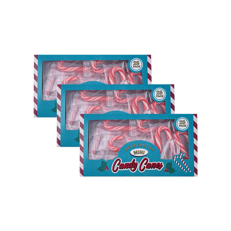 Mini Peppermint Flavour Candy Canes 25x4g x 3Pack