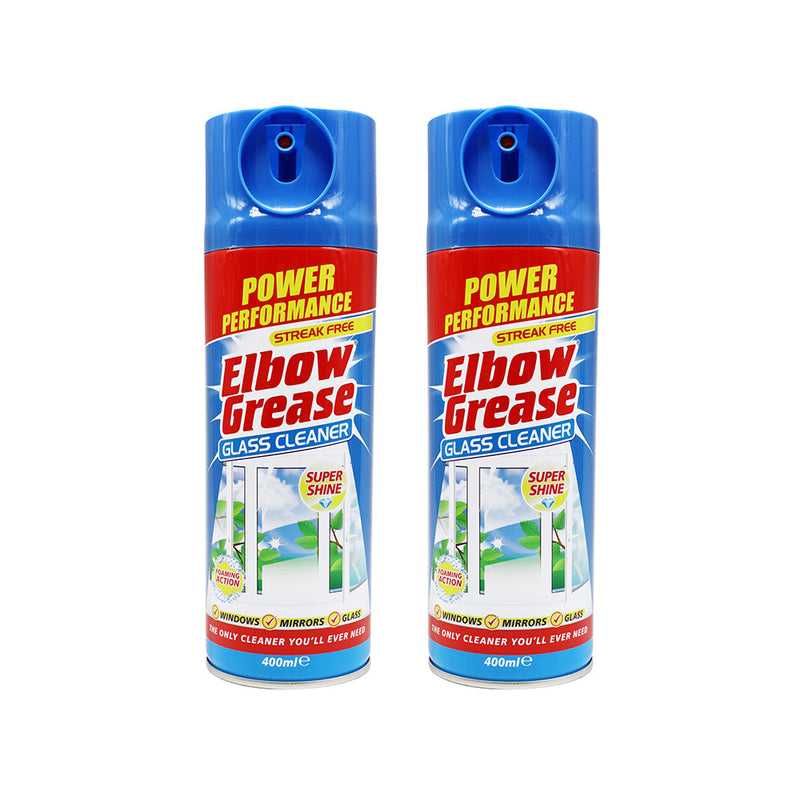 Elbow Grease Glass Cleaner Aerosol 400ml | Streak-Free Foaming Cleaner For Windows, Mirrors & Glass