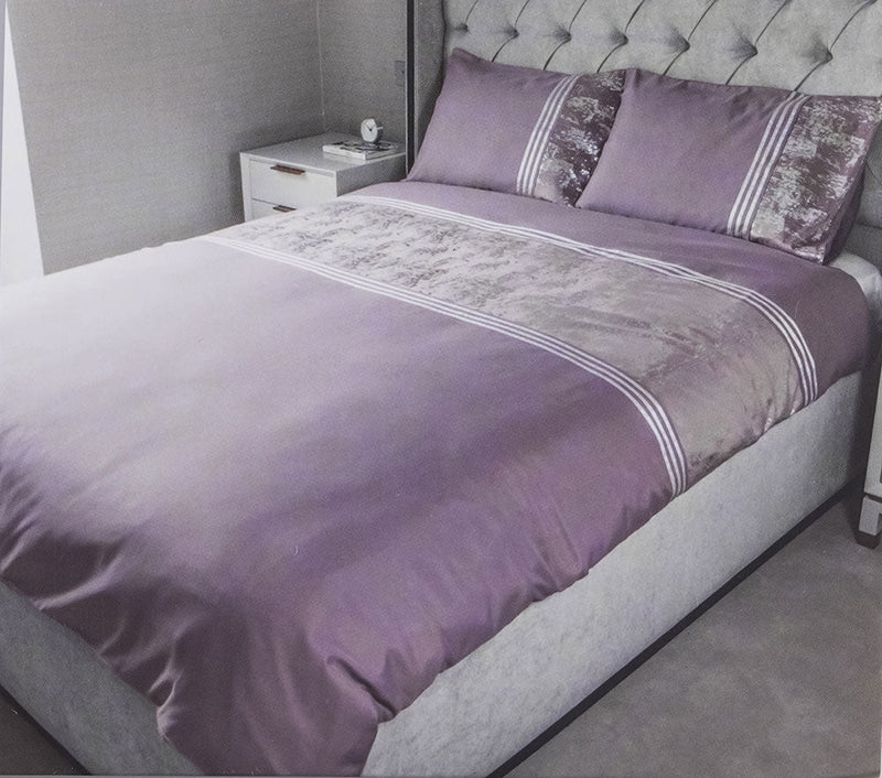 Foil Printing Velvet Mauve Duvet Set Double Size