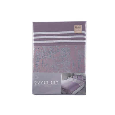 Foil Printing Velvet Mauve Duvet Set Double Size