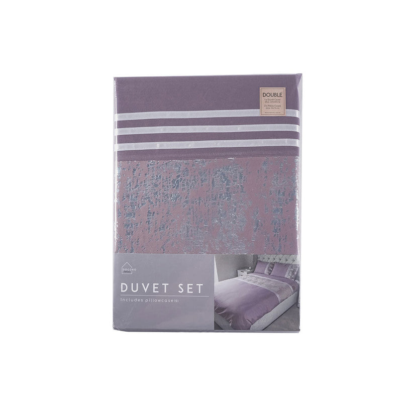 Foil Printing Velvet Mauve Duvet Set Double Size