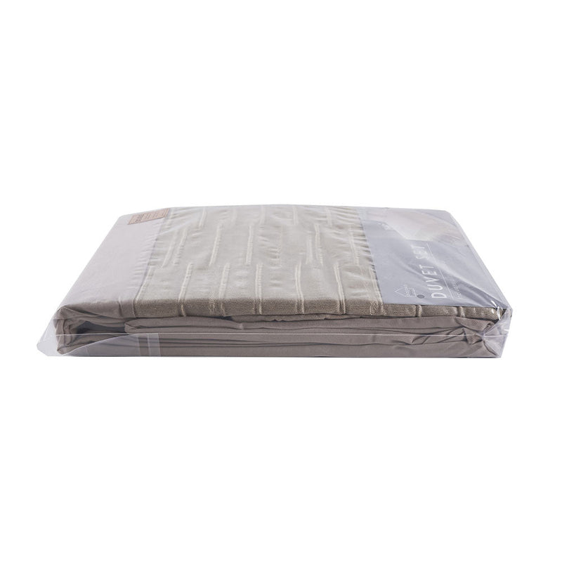 Natural Jacquard Linen Duvet Set Double Size