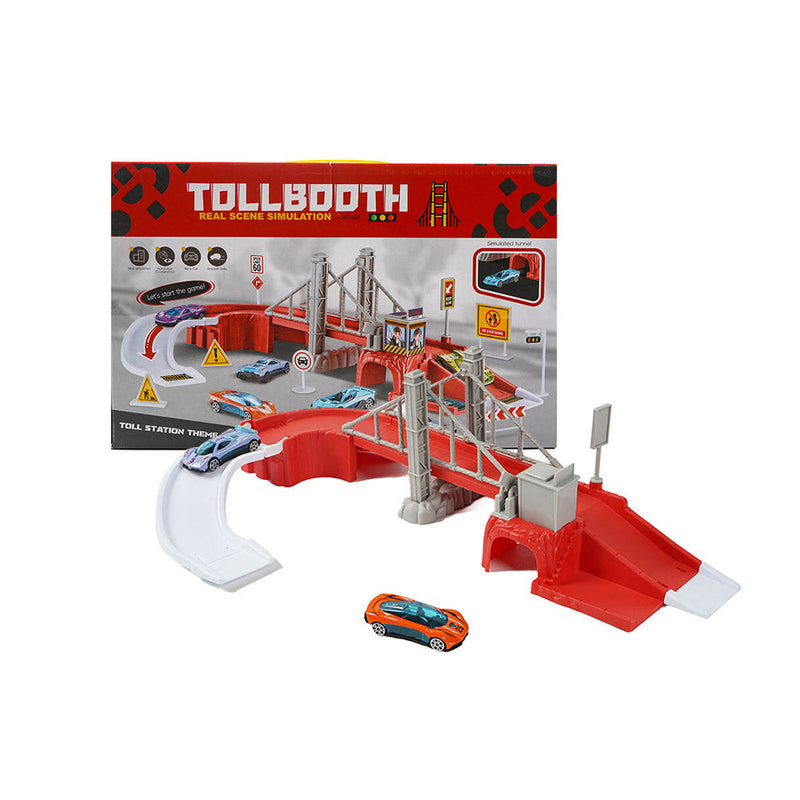 Tollbooth Real Scene Simulation Parking Garage Toys with 2 Cars